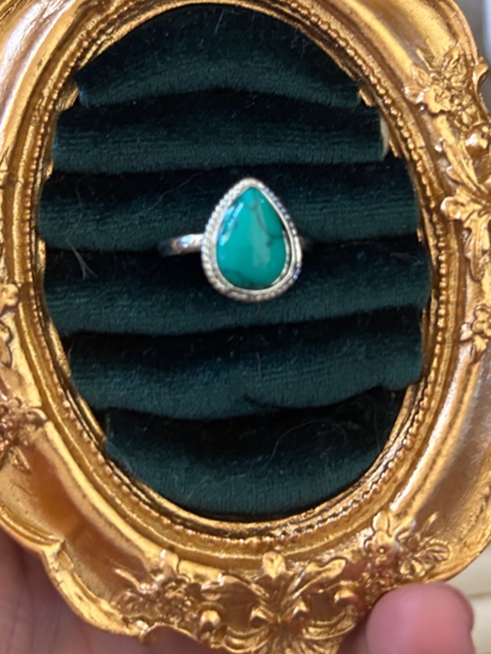 & Other Stories Teardrop Turquoise and Silver Ring